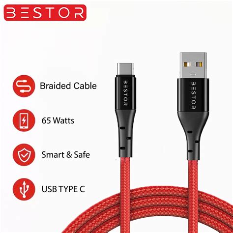 Bestor 65W VOC Type C USB Fast Charging Cable | Nylon Braided, High ...