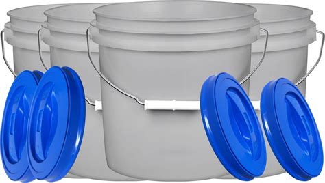 Amazon.com: House Naturals 2 Gallon Grey Food Grade Plastic Bucket with ...