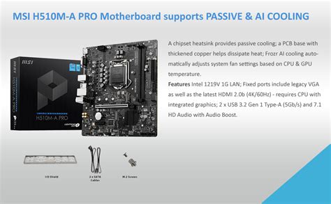 MSI H510M-A PRO Intel 10th and 11th Gen LGA 1200 Motherboard