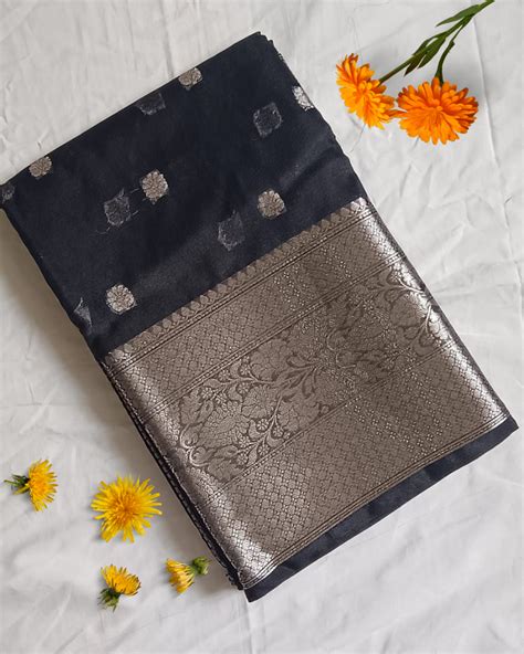 Black & Silver Banarasi Semi Organza – Utssavam