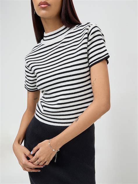 Buy Nuon White Striped Top from Westside