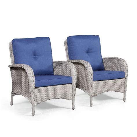 PARKWELL Patio Cushioned Chairs Set of 2,Outdoor Wicker Patio Furniture ...