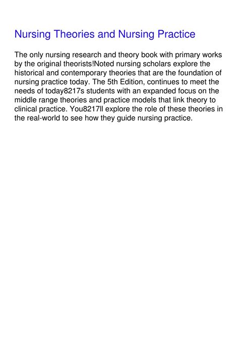 PPT - PDF/READ Nursing Theories and Nursing Practice PowerPoint ...