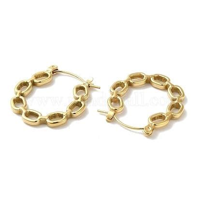 Buy Luxellery Chained Hoop Earrings: Stainless Steel, 18k Gold Plated ...