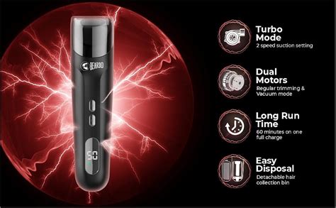 BEARDO Ninja-X Vacuum Trimmer for Men | Beard Trim & Clean 2-in-1 ...