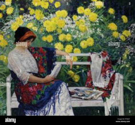 Painting by Nikolai Bogdanov-Belsky . before 1941 42 Reading-in-the-garden.jpg!PinterestLarge ...