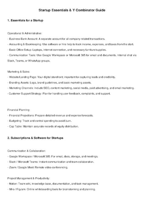 Startup Essentials: Y Combinator Guide for Startups - Studocu