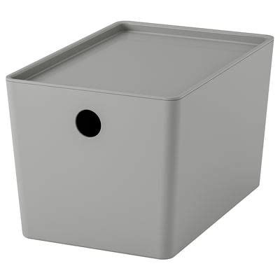 KUGGIS box with lid, light grey, 18x26x15 cm (7x10 ¼x6") - IKEA