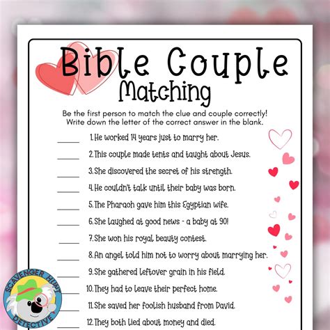 Free Printable Match the Biblical Couple Game