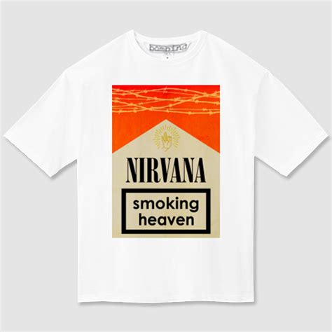 NIRVANA シガレットジャケット レトロレッド×ゴールド ビッグシルエット Tシャツ【 インクジェット 】 | bombing