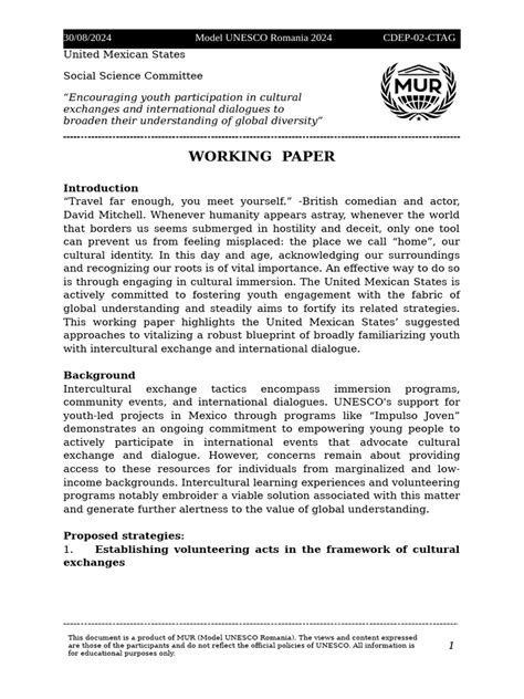 Image result for Working Paper Example