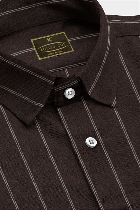 Umber Brown and White Double Pinstripes Luxurious Linen Shirt – kollercut