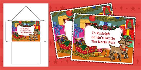 Rudolph Envelope Templates - Twinkl Writing