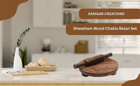 Buy Karigar Creations Sheesham Wood Chakla Belan Set 10 inch Chakla ...