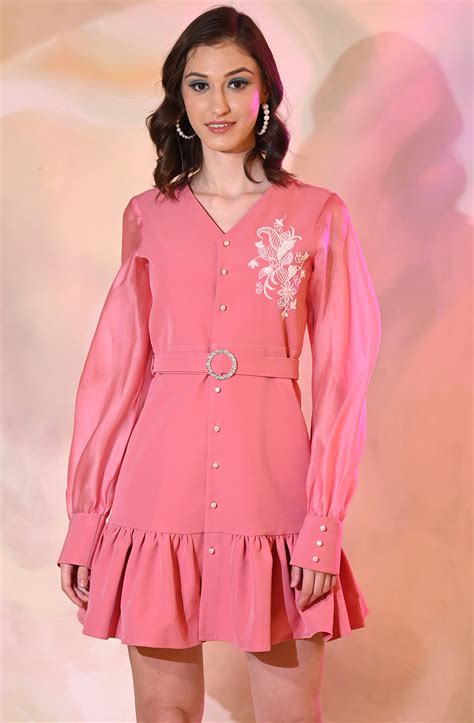 Bubblegum Pink Embroidered Dress – Ombrello Clothing