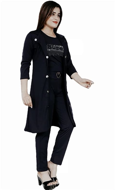 Buy MYKUKI Women Pack Off Three Piece Dress Euper (Top Pant Ad Shrug ...