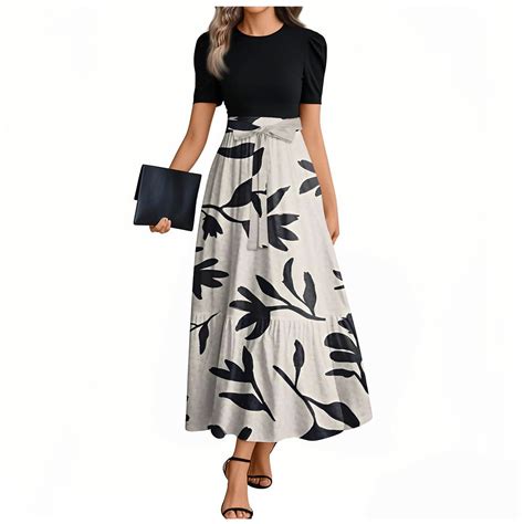Difdany Maxi Dresses for Women 2025 Floral Print Wrap Short Sleeve Long ...