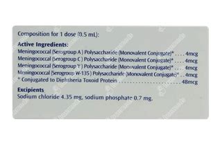 Menactra Injection 05 Ml - Uses, Side Effects, Dosage, Price | Truemeds