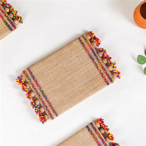 Jute Trivet Mat With Wooden Beads Set of 2 Online - Premium Trivet ...