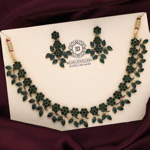 brado jewellery Brass Gold-plated Gold, Green Jewellery Set Price in ...