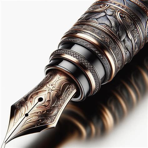 A luxirious fountain pen with a gold design on the top of it on ...