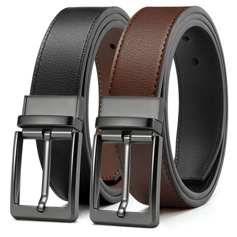 YOETEY Mens Belt, Reversible Leather Belt, Two in One Adjustable for ...