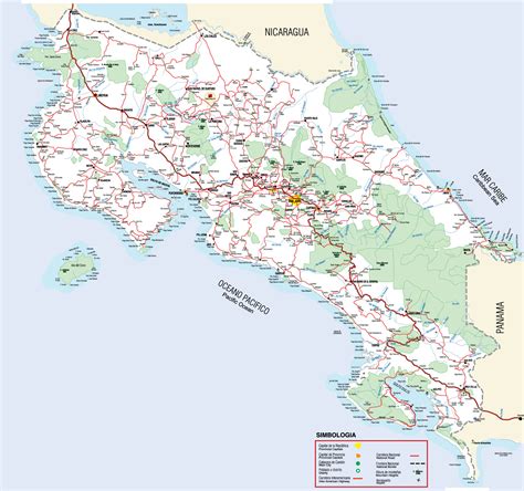 Detailed road map of Costa Rica. Costa Rica detailed road map | Vidiani ...