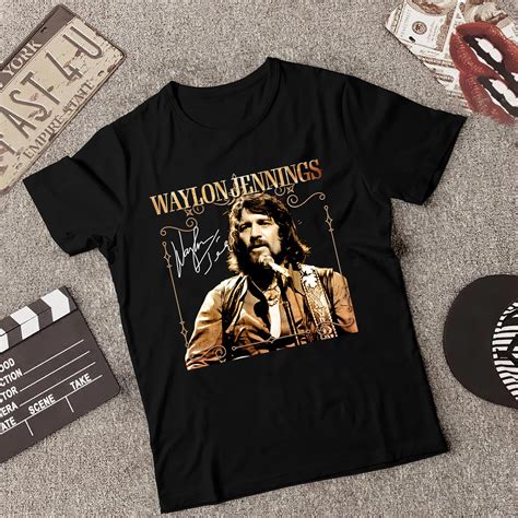 Tanjabtix Waylon Jennings T-Shirt Classic Country Music Tee, for men ...