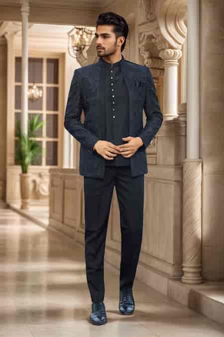 Buy Black Silk, Faux Leather Sequins, Embroidery Jodhpuri For Men by ...