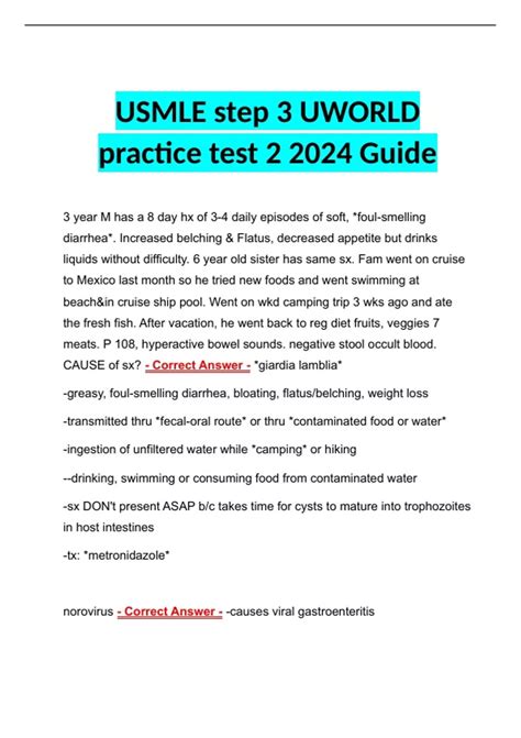 USMLE step 3 UWORLD practice test 2 2024 Guide - USMLE - Stuvia US