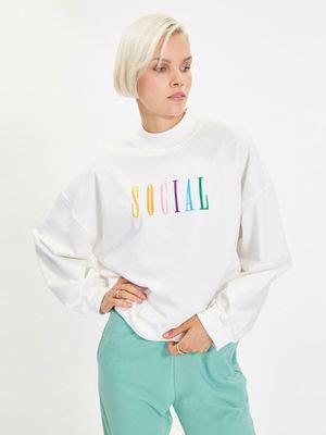 Buy Trendyol White Crew Neck Sweatshirt (S) Online