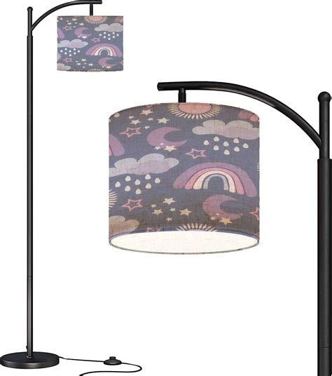 LOPYEIJFG Modern Arc Floor Lamp with Dimmer Mid Century Lavender ...