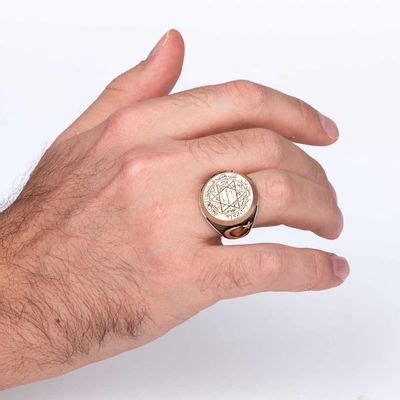 Ottoman Coat of Arms and Moon Star Seal of Solomon Ring