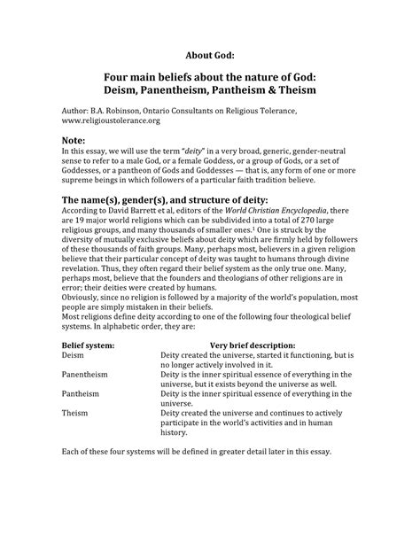 About God NOTES - About God: Four main beliefs about the nature of God ...