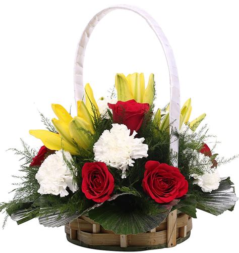 Buy Mixed flowers in basket Online at Best Price | Od