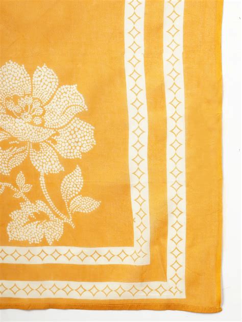 Mustard Floral Print Cotton Straight Kurta Palazoo Dupatta Set – Yufta ...