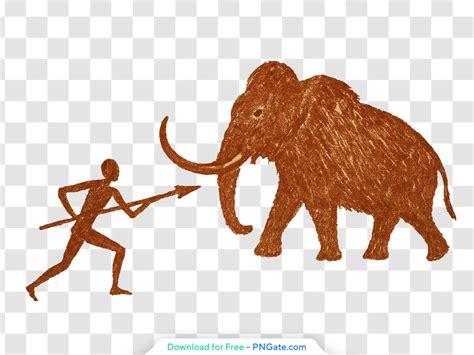 Cave Painting of Human Hunting Mammoth Free PNG - PNGate