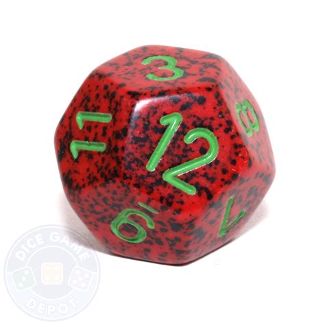 12-Sided Speckled Dice (d12) - Strawberry - Dice Game Depot