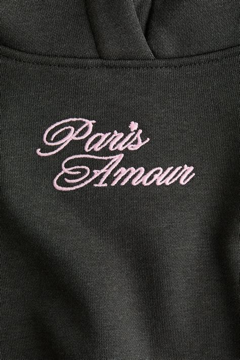Dark grey/Paris Amour Oversized motif-detail hoodie for kids | H&M IN