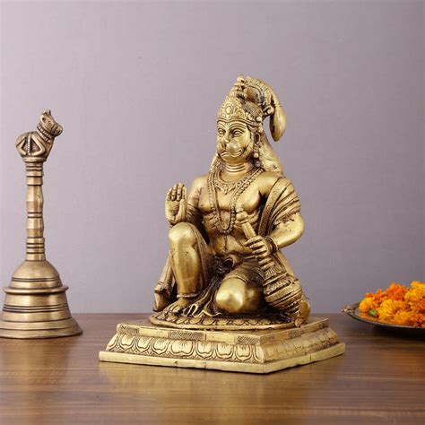 Buy Pure Brass Lord Hanuman Aashirwaad Idol 10" - Budhshiv.com