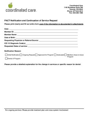 Fillable Online PACT Notification and Continuation of Service Request ...