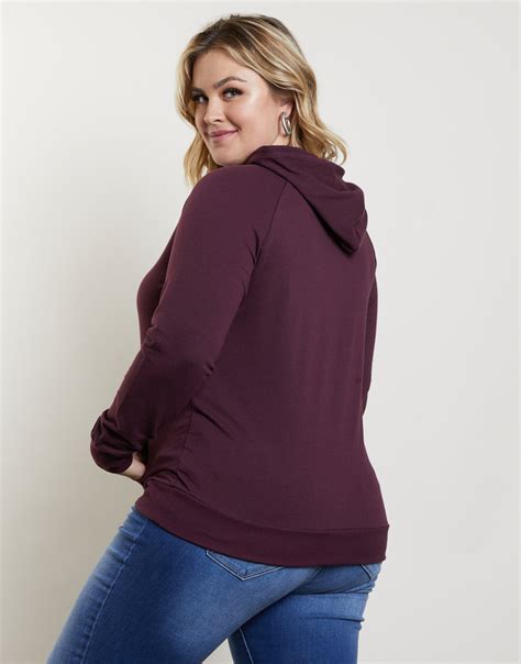 Plus Size Laid-Back Hoodie - Cute Plus Size Hoodie - Plus Size Sweater ...
