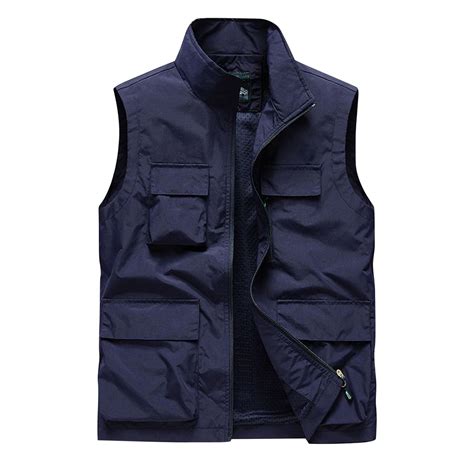 Men's Vests Jacket Cargo Outdoor Work Vest Safari Fishing Travel Gilet ...