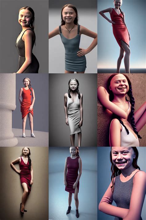 Smiling Greta Thunberg seductively posing in tight | Stable Diffusion