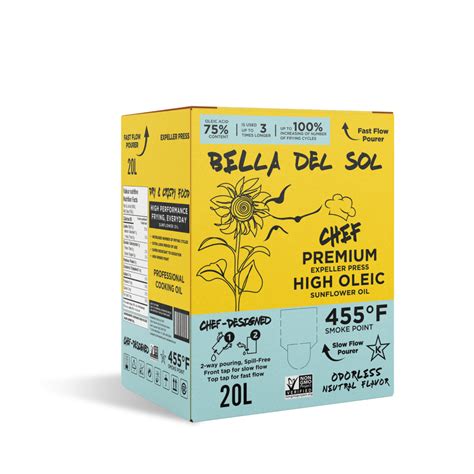 Premium High Oleic Sunflower Oil 20L - Bella Del Sol