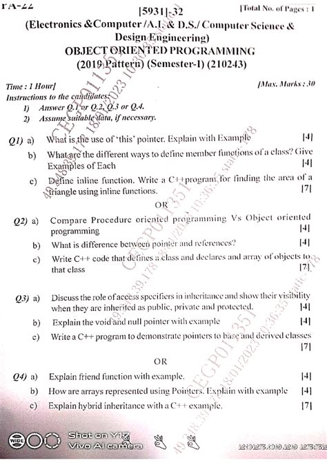 SE Insem all subjects questions paper - SPPU 2019 Syllabus S.E Computer ...
