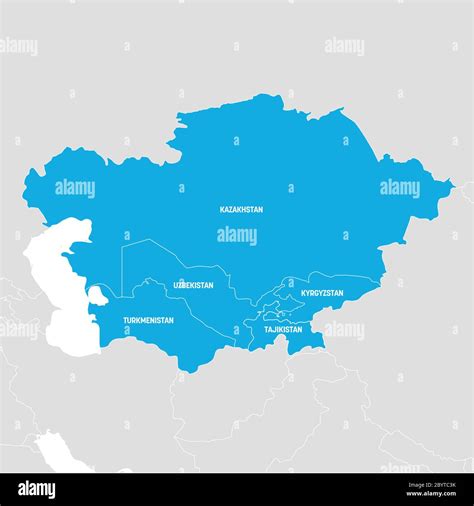Central Asia Region. Map of countries in central part of Asia. Vector illustration Stock Vector ...