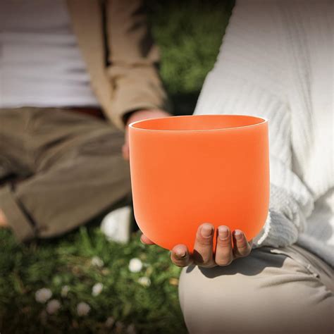 Buy ALIOTH Orange D Note Crystal Singing Bowl Sacral Chakra 7 inch with ...