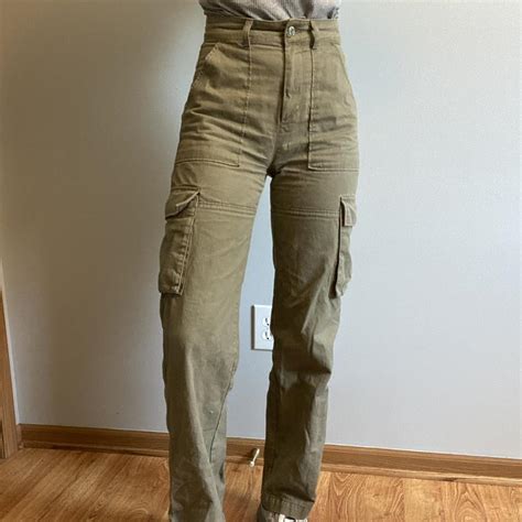 H&M high waisted khaki cargo pants Tagged a womens... - Depop