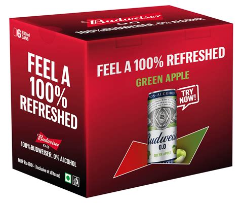 Budweiser 0.0 Non Alcoholic Green Apple Can 330ml ( Pack of 6) : Amazon ...